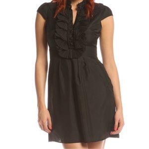 Ted Baker “Pandy” Silk Cocktail Dress with Ruffle Neck and Hidden Pockets